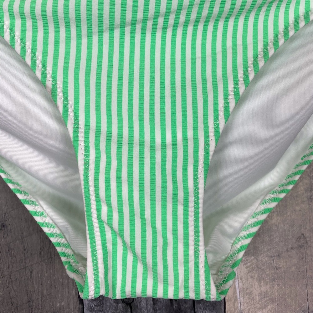 Aerie Green Seersucker Stripe Cheeky Bottom Large - Picture 4 of 13